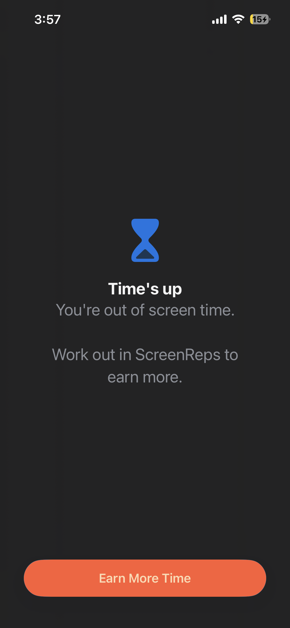 ScreenReps blocked app screen — apps locked until you earn screen time
